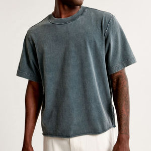 Camiseta Larga Unisex con Efecto Ácido, Algodón Personalizado, Estilo Urbano Oversize, Diseño Vintage Lavado, Patrón Liso, Ringer para Hombre, Ropa Casual - Product Image 2