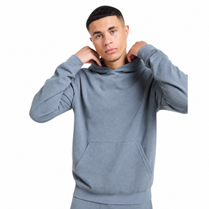 Ensemble de survêtement polaire à capuche pour homme avec poche kangourou et pantalon à ourlet ouvert, coupe décontractée, tenue de sport OEM - Product Image 3