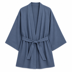 Bata de Baño Kimono para Mujer 100% Algodón, Manga Ancha, Suave y Transpirable, con Cinturón, para Spa, OEM, ODM, Personalizable - Product Image 6