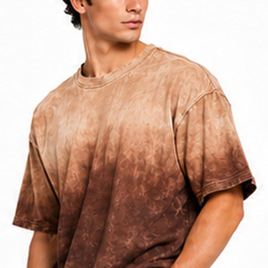 Camisetas de Hombre al por Mayor, 100% Algodón, Teñido Degradado, Corte Holgado, Manga Corta, Cuello Redondo, Bordado en la Espalda, Ropa Urbana Personalizada OEM - Product Image 6