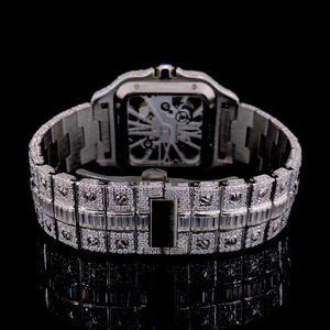 Montre de luxe squelette de haute qualité pour homme, verre saphir, montre analogique avec diamants Moissanite taille baguette VVS, bijoux Hip Hop - Product Image 3