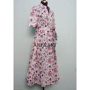 Vestido de verano informal para mujer, de algodón, con estampado artesanal, estilo bohemio, cómodo, moderno, ligero, suave, corte en A. - Product Image 5