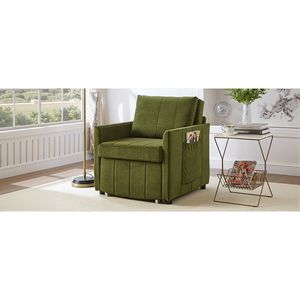 Convertible Upholstered 31.5\" Pull-Out <b>Sleeper</b> <b>Sofa</b> 5 Position Adjustable Backrest Side Pockets Storage for Home Office Use - Product Image 4