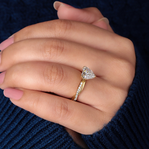 Anillo de Compromiso con Diamante Cultivado en Laboratorio, Corte Corazón, Banda Trenzada, Oro de 14k, Certificado IGI - Product Image 5