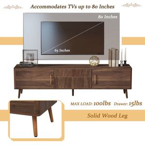 Mobile TV Mid-Century con 2 Cassetti, Consolle Multimediale Stile Rustico per TV fino a 80 Pollici, Mobile Contenitore per Intrattenimento da Soggiorno - Product Image 5