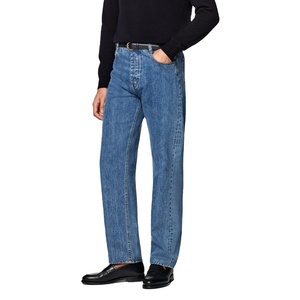 Jeans de Hombre de Alta Calidad para Primavera/Otoño, Mezcla de Spandex/Algodón, Color Índigo, Estilo Desgastado, Lavado Oscuro, Cierre de Cremallera - Product Image 4