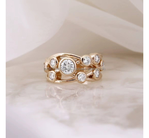 Anillo de compromiso/boda vintage hecho a mano en oro amarillo de 14 quilates con diamante tallado en laboratorio IGI, unisex, oro blanco fino, aniversario - Product Image 2