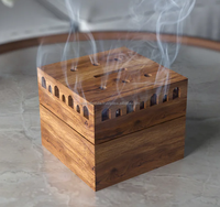 Encensoir religieux arabe en bois d'acacia indien, mini, carré, en forme de lune, parfum fraise, pour usage domestique, Ramadan, Mubkhar, Madkhan, Star