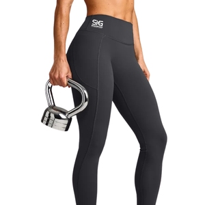 Women's High Waist Workout <b>Leggings</b> <b>with</b> Side <b>Pockets</b> Custom Stretch Yoga Pants Breathable Athletic Fitness Running Activewear - Product Image 1
