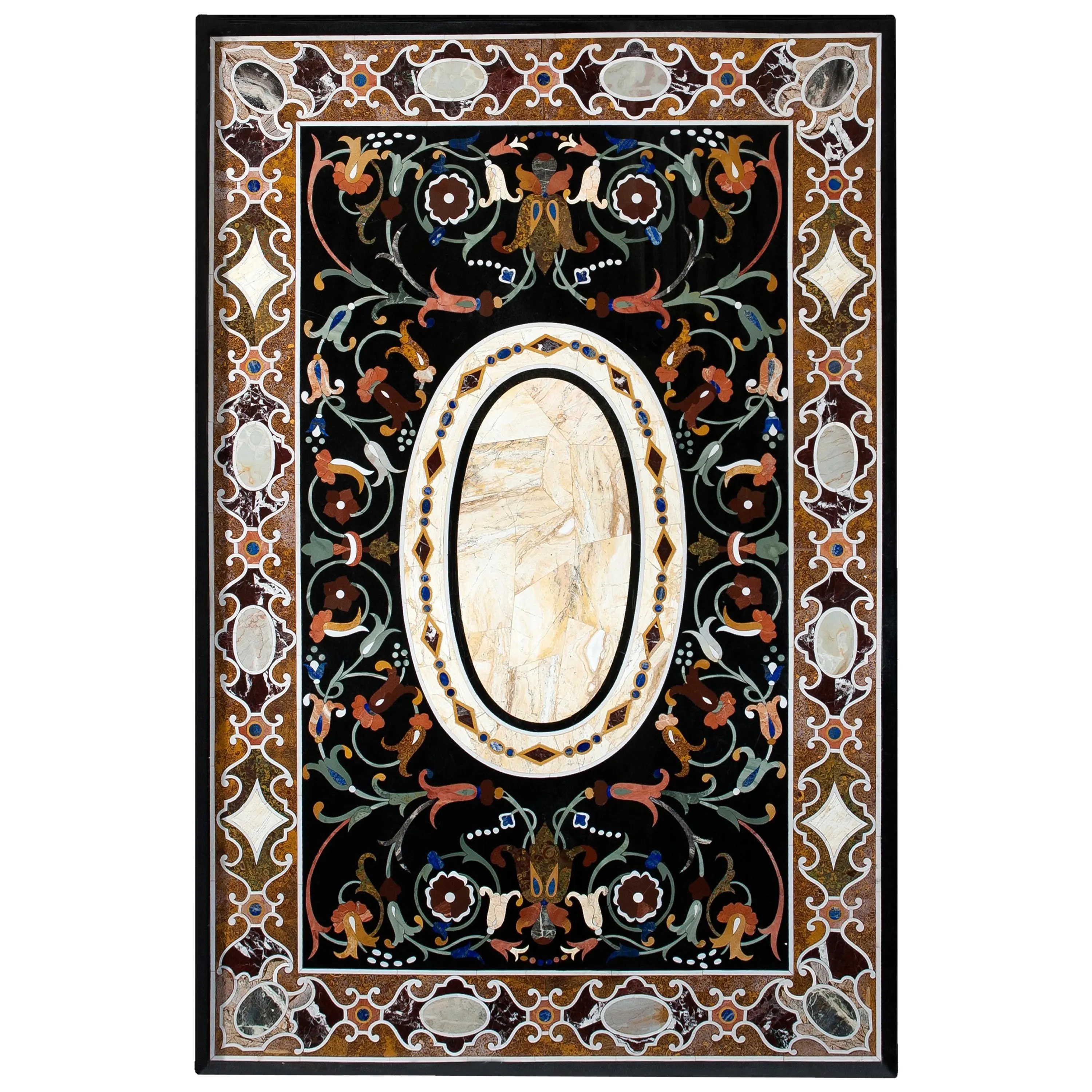 Exclusive Marble Inlaid Table Top Pietra Dura Marble Inlaid Dining Table Top