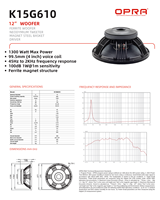 OPRA Haut-parleur de graves en ferrite de 12 pouces avec bobine vocale de 4 pouces, 1200W, audio haute résolution, 8 ohms, garantie 3 ans, modèle K15G610 pour sonorisation haute performance