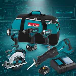 18V Cordless Power <b>Tool</b> Combo Kit 5 Piece Lithium Ion Battery Powered <b>Set</b> - Product Image 3