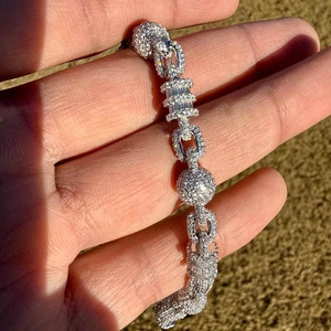 Luxury Moissanite 925 Silver Iced Out <b>Bracelet</b> <b>White</b> <b>Gold</b> Link <b>Bracelet</b> Pave Statement Hip Hop Fine Jewelry Gift <b>For</b> <b>Men</b> Women - Product Image 2
