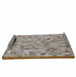 Plateau en nacre élégant, décoratif, de luxe, pour la restauration, l'hôtellerie, la décoration intérieure, cadeau, plateau en nacre utilisé - Product Image 1