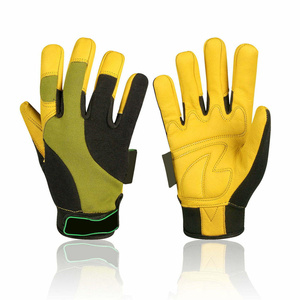 Whole Sale Cowhide Grain Leather Mechanical Work Gloves Hand Protection Industrial Safety Heat Resistant Gardening Gloves - Product Image 1