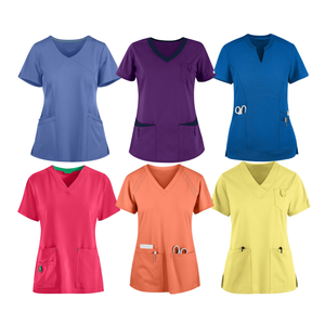 Surgical <b>Scrub</b> Sets Unisex Short Sleeve Denim Fabric Hospital Work Uniform Isolation Gown - Product Image 2