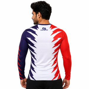 <b>Mens</b> Eco-Friendly Spandex/Polyester Crew Neck <b>Long</b> <b>Sleeve</b> Gym Compression Shirt Custom Printed Sportswear Rash Guard <b>Top</b> - Product Image 3