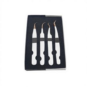 Logo personnalisé professionnel volume russe pince à cils acier blanc diamant poignée or Rose pointe pointe outil de beauté durable - Product Image 1