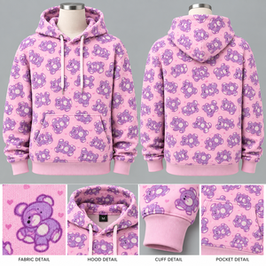 <span class=keywords><strong>Felpa</strong></span> <span class=keywords><strong>con</strong></span> Cappuccio Unisex Rosa <span class=keywords><strong>con</strong></span> Stampa Orso Cartoonesco, Vestibilità Regolare, Stile Casual Autunnale <span class=keywords><strong>con</strong></span> Tasca Frontale e Cappuccio <span class=keywords><strong>con</strong></span> Cordoncino - Product Image 1