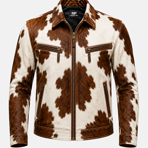Chaqueta de Motero Vintage de Cuero Vacuno para Hombre, Cortavientos, con Cierre de Cremallera con Aspecto de Cuero PU, Cuello Alto, Logotipo Frontal y Bolsillos con Cremallera en el Pecho - Product Image 1