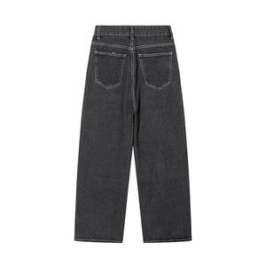 Jeans OEM al por mayor personalizados de tiro alto, holgados y cortos, de mezclilla negra rígida con lavado a la piedra, transpirables, ecológicos, estilo vintage, para verano e invierno. - Product Image 2