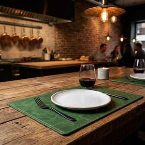 High Quality Genuine <b>Leather</b> <b>Placemats</b> Set Heat Proof Waterproof Luxury Tableware <b>Placemat</b> Factory Price LPM-0017B - Product Image 4