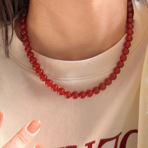 G & G Onyx Red Fashion Collar con cuentas Accesorios de colores con diseño de cuentas y bolas - Product Image 1