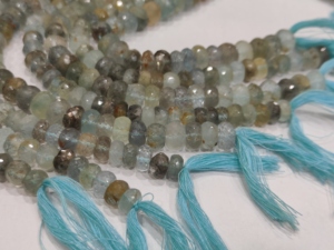 Eminent Jewel - Hilo de Cuentas de Piedras Preciosas de Aguamarina Musgo Azul Natural, Facetadas en Forma de Rondelle, de 8-9 mm, 8 Pulgadas de Largo, para la Fabricación de Joyas - Product Image 1