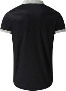 Ensemble de Combinaison à Manches Courtes pour Homme, Col Polo, Imprimé Géométrique Noir, Tissu Tricoté Respirant, Vêtement d'été Casual - Product Image 4