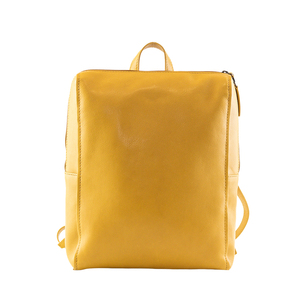 Custom Minimalist Genuine Leather <b>Backpack</b> for Women Luxury Yellow Cowhide Shoulder Bag Slim Anti-Theft Urban Business Laptop Ba - Product Image 1
