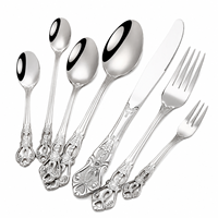 Ensemble de couverts en acier inoxydable gaufré vintage de qualité supérieure, poignées ornées, finition super polie miroir, design léger et portable pour les occasions élégantes