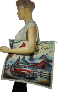 Sac fourre-tout en toile vintage personnalisé pour femme, sac à bandoulière réutilisable pour le voyage et les courses, type de fermeture personnalisable, motif de paysage - Product Image 4
