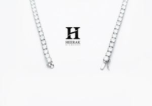 Luxury Round Brilliant Cut <b>VVS</b> Moissanite Tennis <b>Chain</b> 14K White Gold Over Silver Lab Grown Diamond Tennis Necklace Jewelry - Product Image 2
