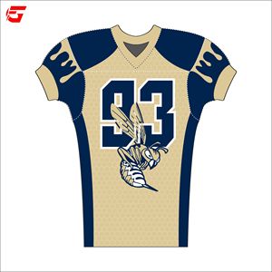 Ensemble d'uniformes de football américain personnalisés OEM, maillot et pantalon par sublimation, tenue de sport d'été respirante en polyester pour équipes - Product Image 2