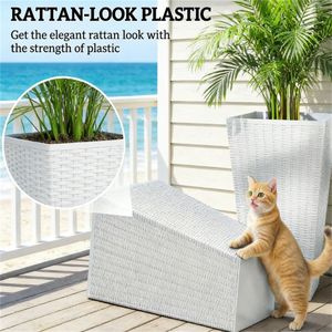 Set di 3 Vasi e Fioriere Conici Bianchi per Esterni, per Giardino e Arredamento Casa - Product Image 3