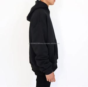 ready to ship <b>black</b> thick heavyweight 500gsm 450gsm hoodies men custom logo 100% cotton oversized plain hoodies no string - Product Image 3