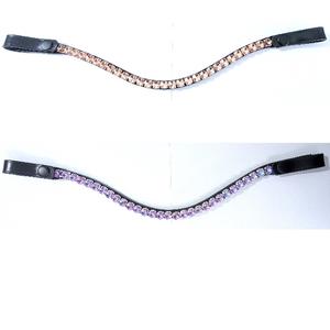 Diadema de Cuero Genuino de Lujo para Caballo con Incrustaciones de Cristal Rivoli de 10mm, Accesorios Brillantes para Brida con Botón a Presión, Ajuste Personalizado para Equipo Ecuestre - Product Image 1