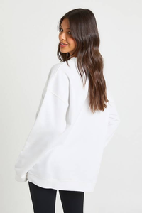 Sudadera de Algodón de Felpa de Alta Calidad para Mujer, Estilo Holgado, Color Blanco Liso, con Logotipo Personalizado y Estampado Gráfico - Product Image 2