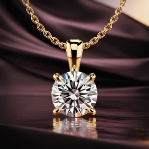 Pendentif Solitaire Classique Tendance 6mm en Diamant Rond Intemporel Nouveau Design Simple à 4 Griffes Breloque Charme Synthétique CVDHPHT Bijou Quotidien - Product Image 1