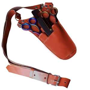 Funda de Cuero Genuino de Alta Resistencia para Tijeras de Barbero, Estuche de Cinturón Ajustable, Diseño Portátil para Peluquería - Product Image 4
