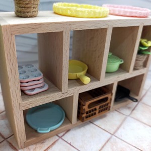 Estante de almacenamiento de madera en miniatura, escala 1:12, muebles para casa de muñecas, estante de exhibición, decoración moderna, artesanía para mayores de 14 años - Product Image 6
