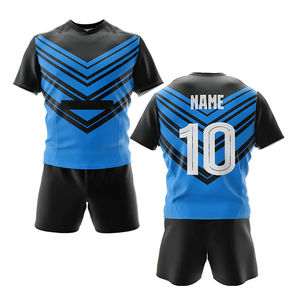 Ensembles d'uniformes de rugby d'hiver personnalisés de haute qualité, grandes tailles, 100 % polyester, imprimés par transfert thermique, respirants, antibactériens (avant) - Product Image 1