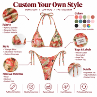 Set Bikini Segitiga Motif Bunga Terbaru 2026 Wanita, Halter Tie Side, Dua Potong, Pakaian Renang Pantai