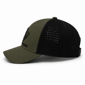 Casquette Trucker Unisexe Vert Olive en Maille Ajustable Respirante pour Extérieur avec Logo en Caoutchouc en Relief sur le Panneau Avant - Product Image 3