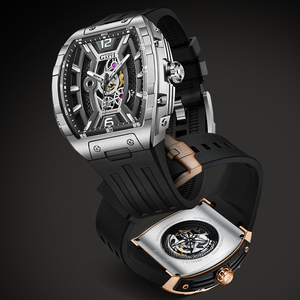 Montre mécanique à double squelette Bonest Gatti, système d'éclairage nocturne, mouvement automatique, bracelet en caoutchouc pour homme, résistance à l'eau 50M, BG5601 - Product Image 4