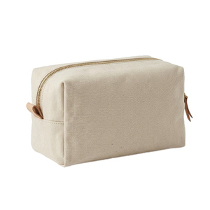 Canvas Toiletry Bag <b>Medium</b> Size Zipper Closure Soft Handle Olive Green Minimalist Style - Product Image 4