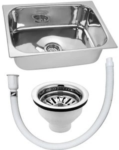 Fregadero de cocina individual hecho a mano de acero inoxidable premium con acabado mate, tubo de desagüe acoplado y cesta para lavar verduras - Product Image 6