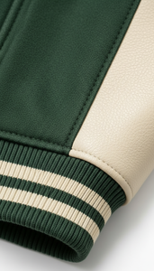 Blouson de style américain professionnel en tissu polaire avec manches contrastantes, vêtement d'extérieur tendance, blouson universitaire professionnel - Product Image 5