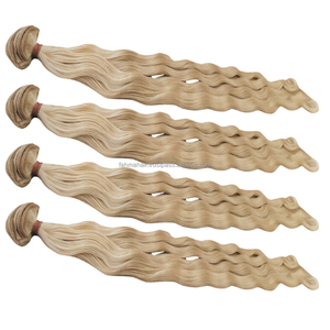 Cabello rubio ondulado natural Remy 100% de trama única - Product Image 1