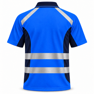 Camisetas Polo de Trabajo Reflectantes OEM para Hombre, Manga Corta, Paneles en Contraste, Tiras Reflectantes Sólidas, Uniforme Industrial para Personal de Transporte - Product Image 2